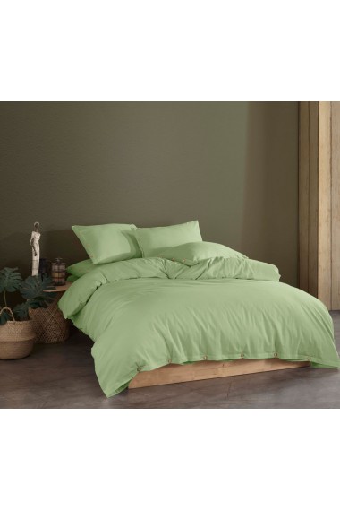 Taş Yıkama Nevresim Takımı Tek Renk ( çift kişilik )-Fıstık Yeşili